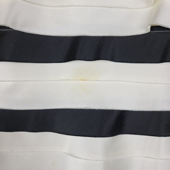BCBG Maxazria Dress 2 Black Ivory Striped Classic A-Line Minimalist - Picture 9 of 15
